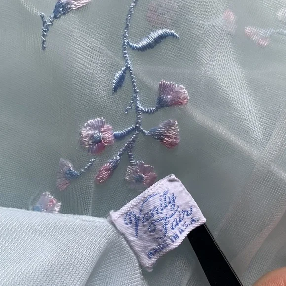 Vintage Vanity Fair Pale Blue Nylon Sheer Short Nightgown Sz S - Picture 6 of 8